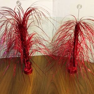 Giant Red Metallic Spray Centerpiece Decor Set of Two